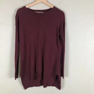 ANA‎ Sweater Red Knit Crew Nk Pullover Slits Lightweight Casual Basic Size Small